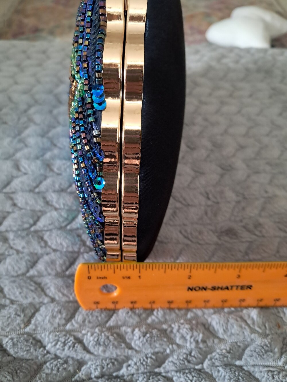 Blue Iridescent Sequin Peacock Clutch Bag - Picture 7 of 7